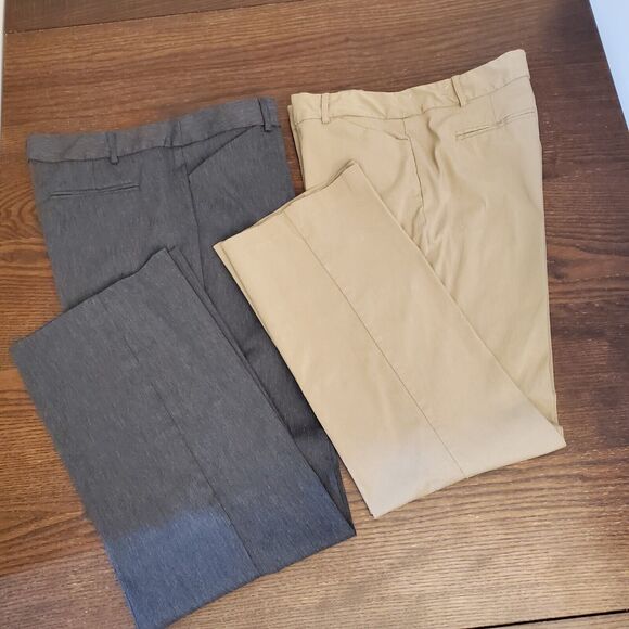 Lot of 2 George Pants Women's Size 16 Tan & Gray Stretch 'Average' Dress Slacks - Picture 3 of 16